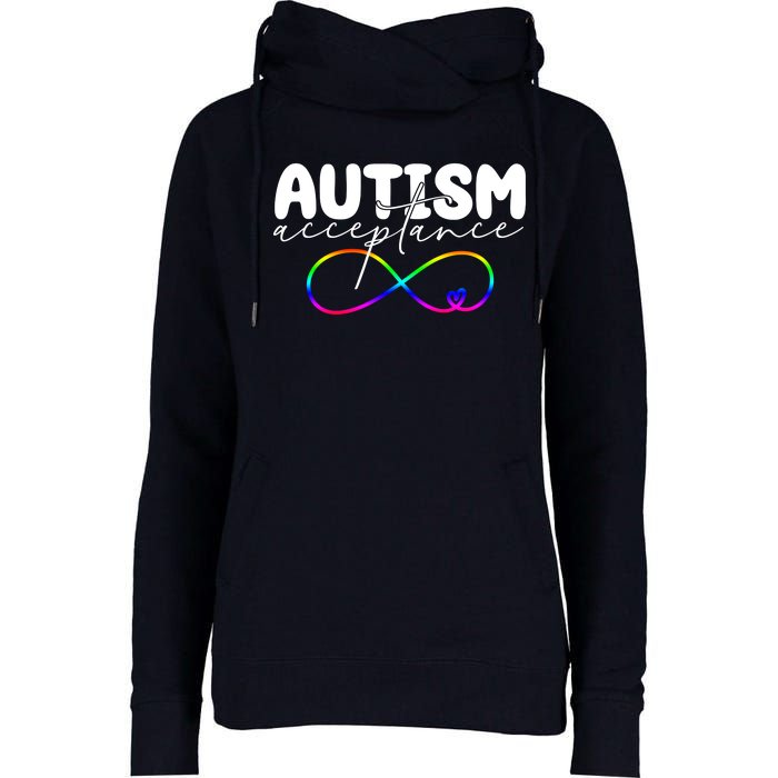 Autism Acceptance Neurodiversity Heart Womens Funnel Neck Pullover Hood