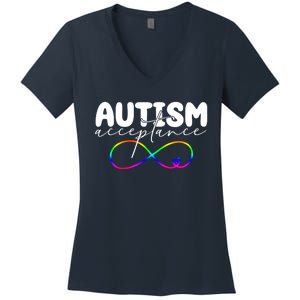 Autism Acceptance Neurodiversity Heart Women's V-Neck T-Shirt