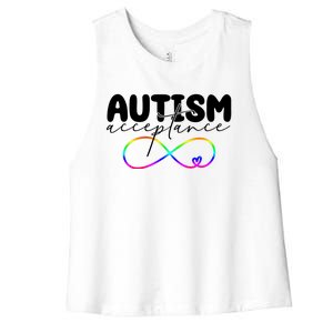 Autism Acceptance Neurodiversity Heart Women's Racerback Cropped Tank