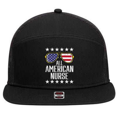 All American Nurse Scrub Memorial Day 4th of July RN 7 Panel Mesh Trucker Snapback Hat