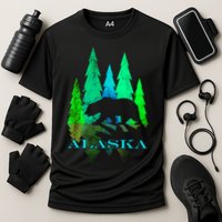 Alaska Alaskan Northern Light Trees With Bear Cooling Performance Crew T-Shirt