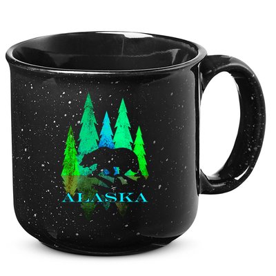 Alaska Alaskan Northern Light Trees With Bear 15oz Campfire Ceramic Mug