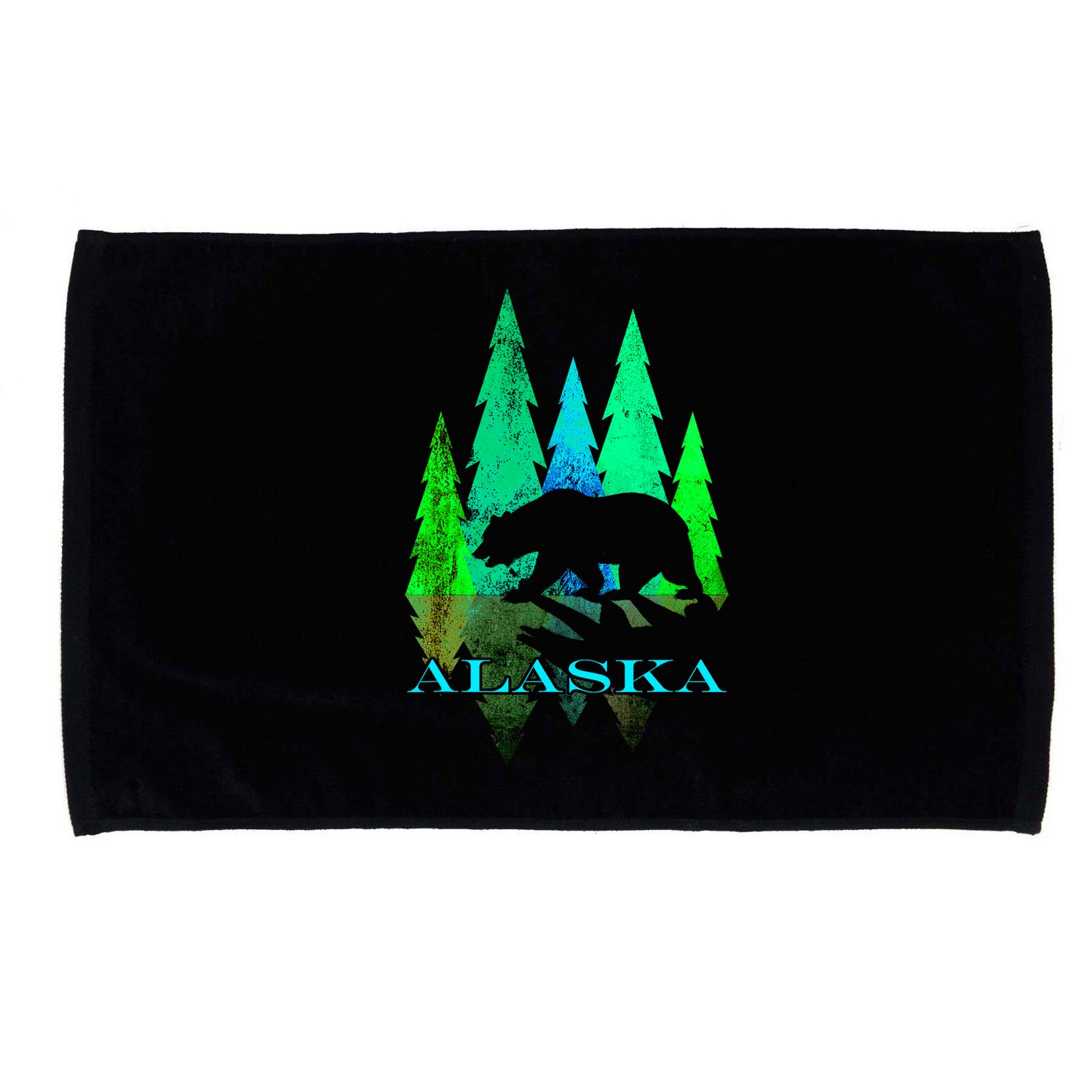 Alaska Alaskan Northern Light Trees With Bear Microfiber Hand Towel