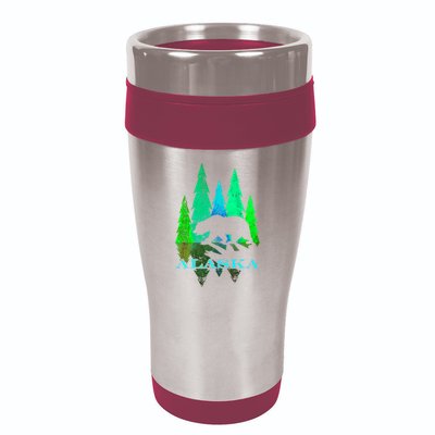 Alaska Alaskan Northern Light Trees With Bear 16oz Travel Tumbler
