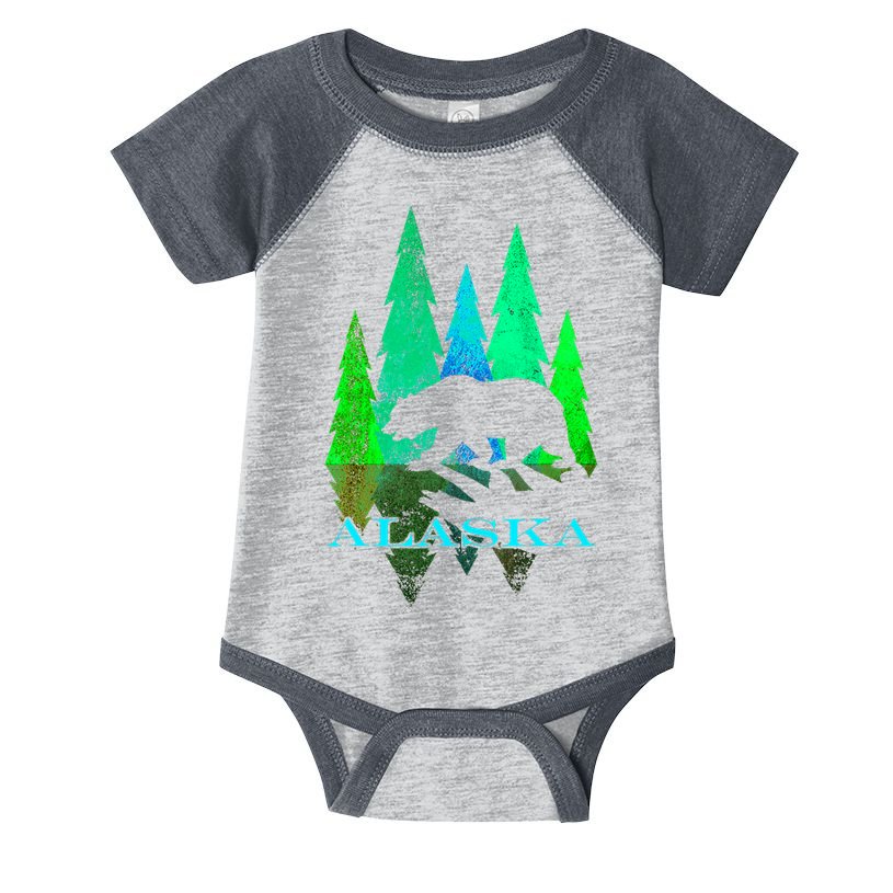 Alaska Alaskan Northern Light Trees With Bear Infant Baby Jersey Bodysuit