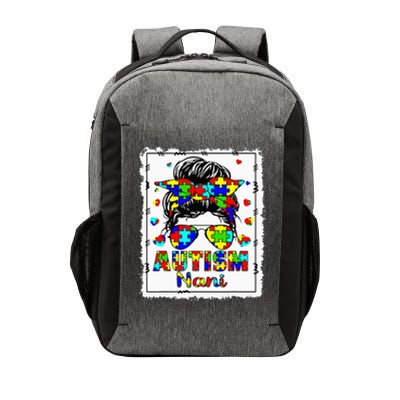 Autism Awareness Nani Life Messy Bun Bleached Mother's Vector Backpack