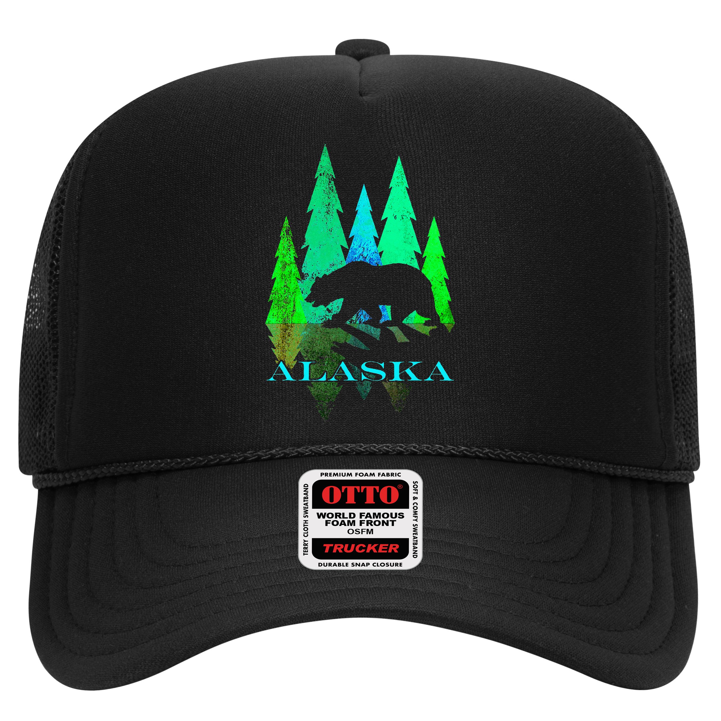 Alaska Alaskan Northern Light Trees With Bear Hat