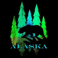Alaska Alaskan Northern Light Trees With Bear Cropped Pullover Crew