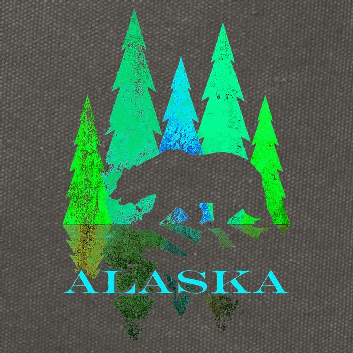 Alaska Alaskan Northern Light Trees With Bear Cotton Canvas Backpack
