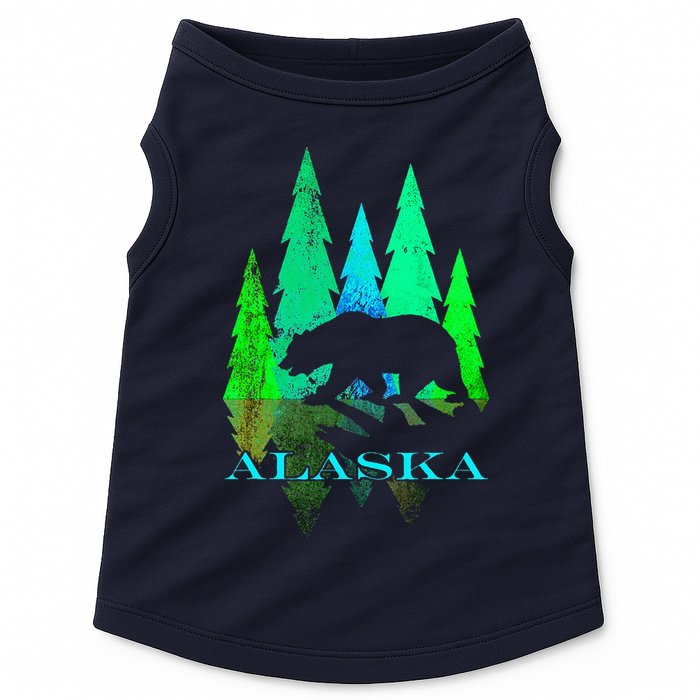 Alaska Alaskan Northern Light Trees With Bear Doggie Tank