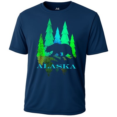 Alaska Alaskan Northern Light Trees With Bear Cooling Performance Crew T-Shirt