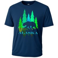 Alaska Alaskan Northern Light Trees With Bear Cooling Performance Crew T-Shirt