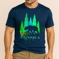 Alaska Alaskan Northern Light Trees With Bear Cooling Performance Crew T-Shirt