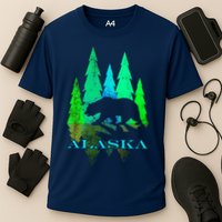Alaska Alaskan Northern Light Trees With Bear Cooling Performance Crew T-Shirt
