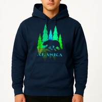 Alaska Alaskan Northern Light Trees With Bear Hoodie