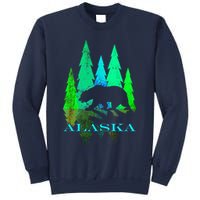 Alaska Alaskan Northern Light Trees With Bear Sweatshirt