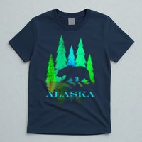 Alaska Alaskan Northern Light Trees With Bear T-Shirt