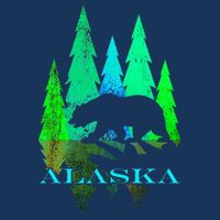 Alaska Alaskan Northern Light Trees With Bear Bucket Hat