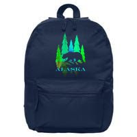 Alaska Alaskan Northern Light Trees With Bear 16 in Basic Backpack