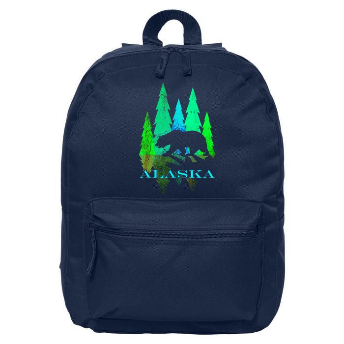Alaska Alaskan Northern Light Trees With Bear 16 in Basic Backpack