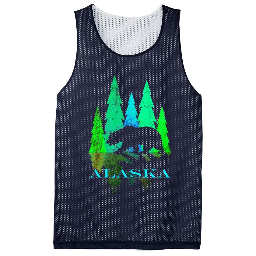 Alaska Alaskan Northern Light Trees With Bear Mesh Reversible Basketball Jersey Tank