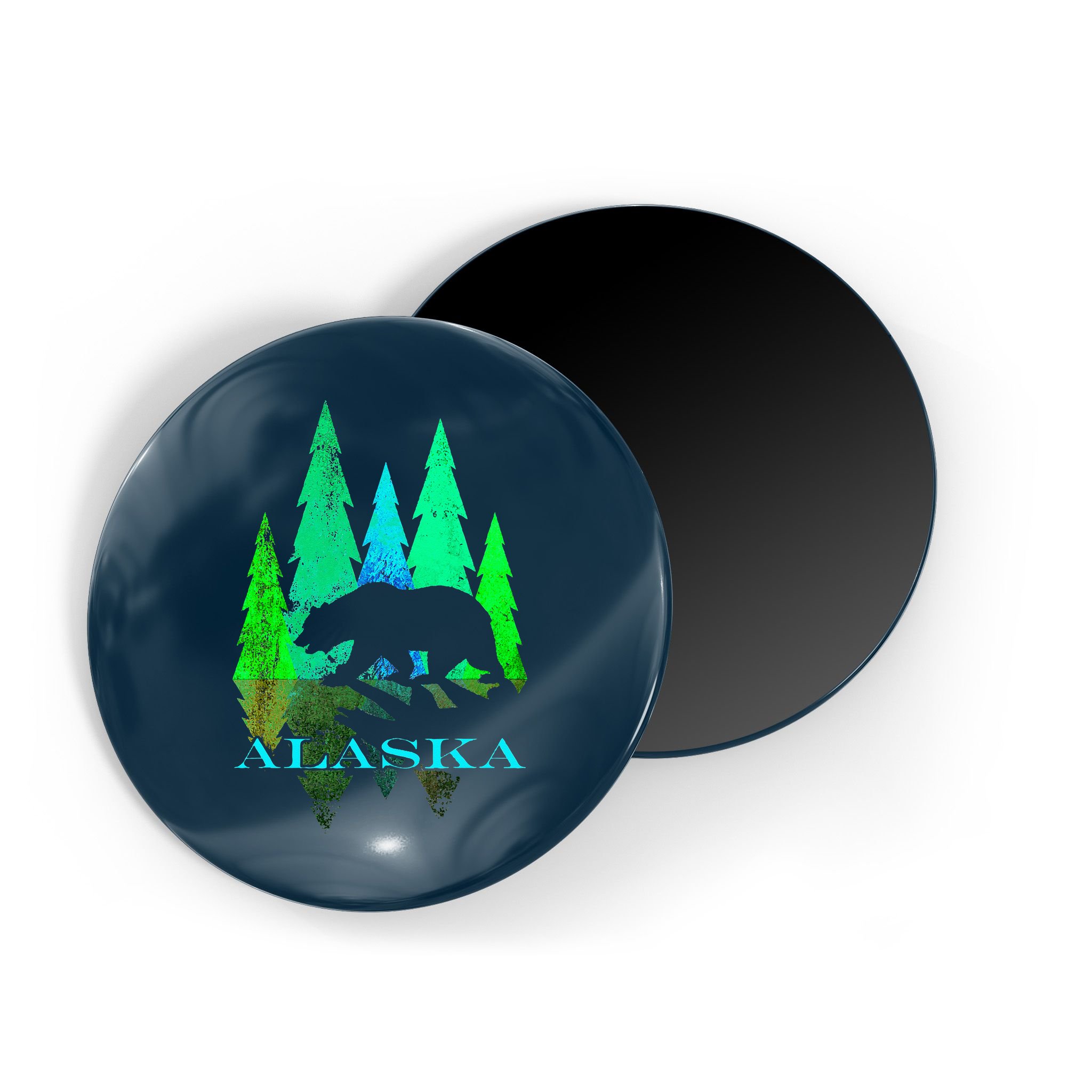 Alaska Alaskan Northern Light Trees With Bear Magnet