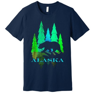 Alaska Alaskan Northern Light Trees With Bear Premium T-Shirt