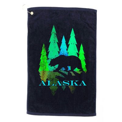 Alaska Alaskan Northern Light Trees With Bear Golf Towel