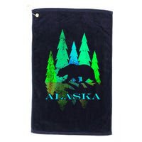 Alaska Alaskan Northern Light Trees With Bear Golf Towel