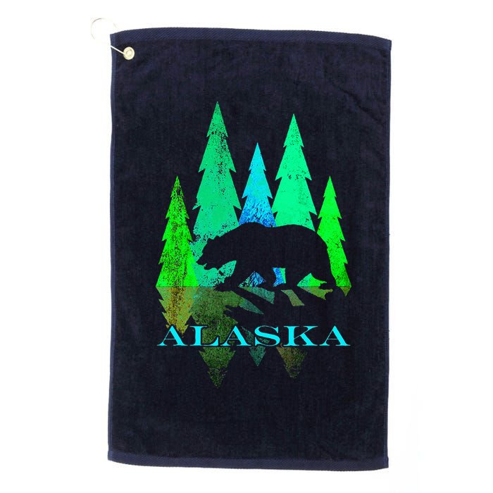 Alaska Alaskan Northern Light Trees With Bear Golf Towel
