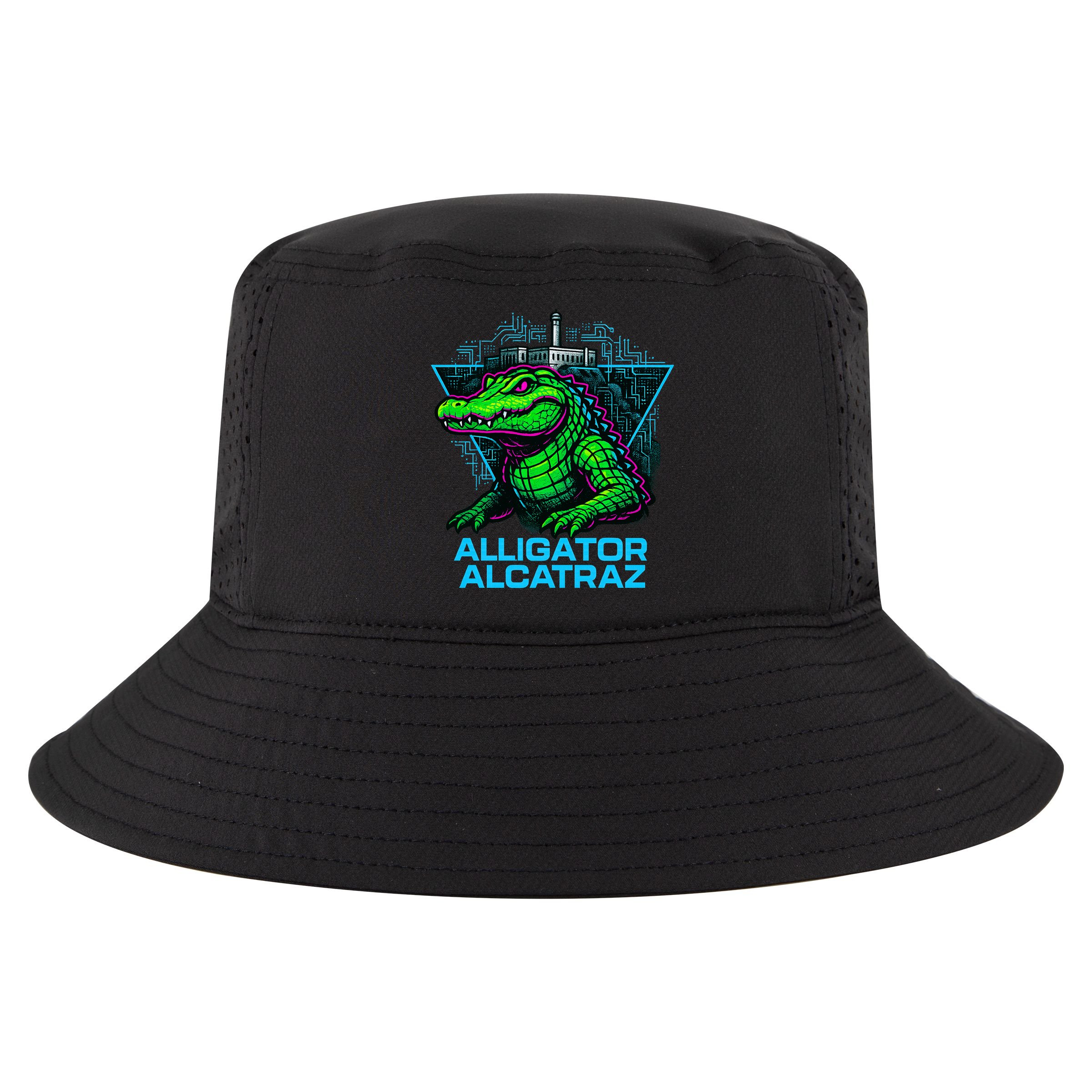 Alligator Alcatraz Neon Cityscape Cool Comfort Performance Bucket Hat