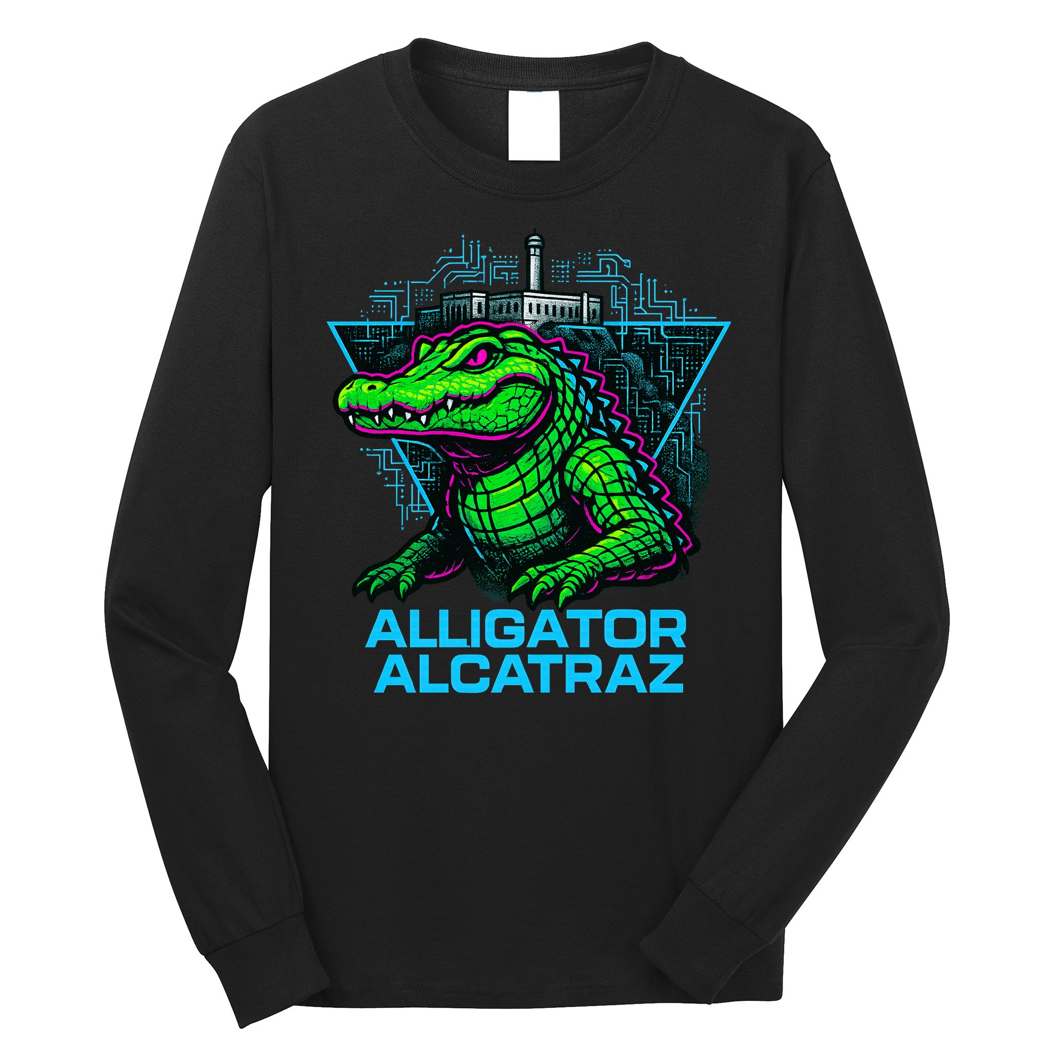 Alligator Alcatraz Neon Cityscape Long Sleeve Shirt