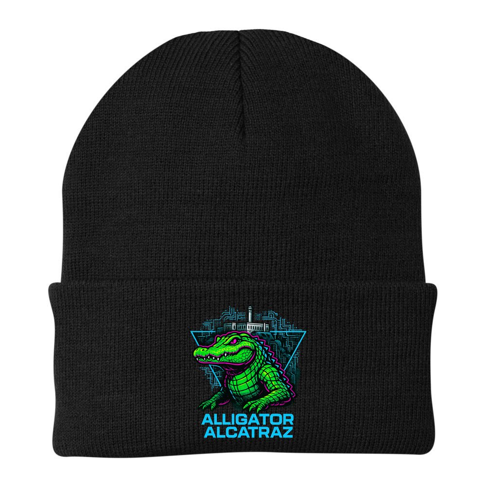 Alligator Alcatraz Neon Cityscape Beanie