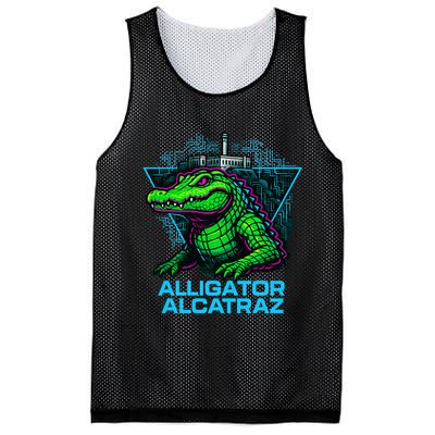 Alligator Alcatraz Neon Cityscape Mesh Reversible Basketball Jersey Tank