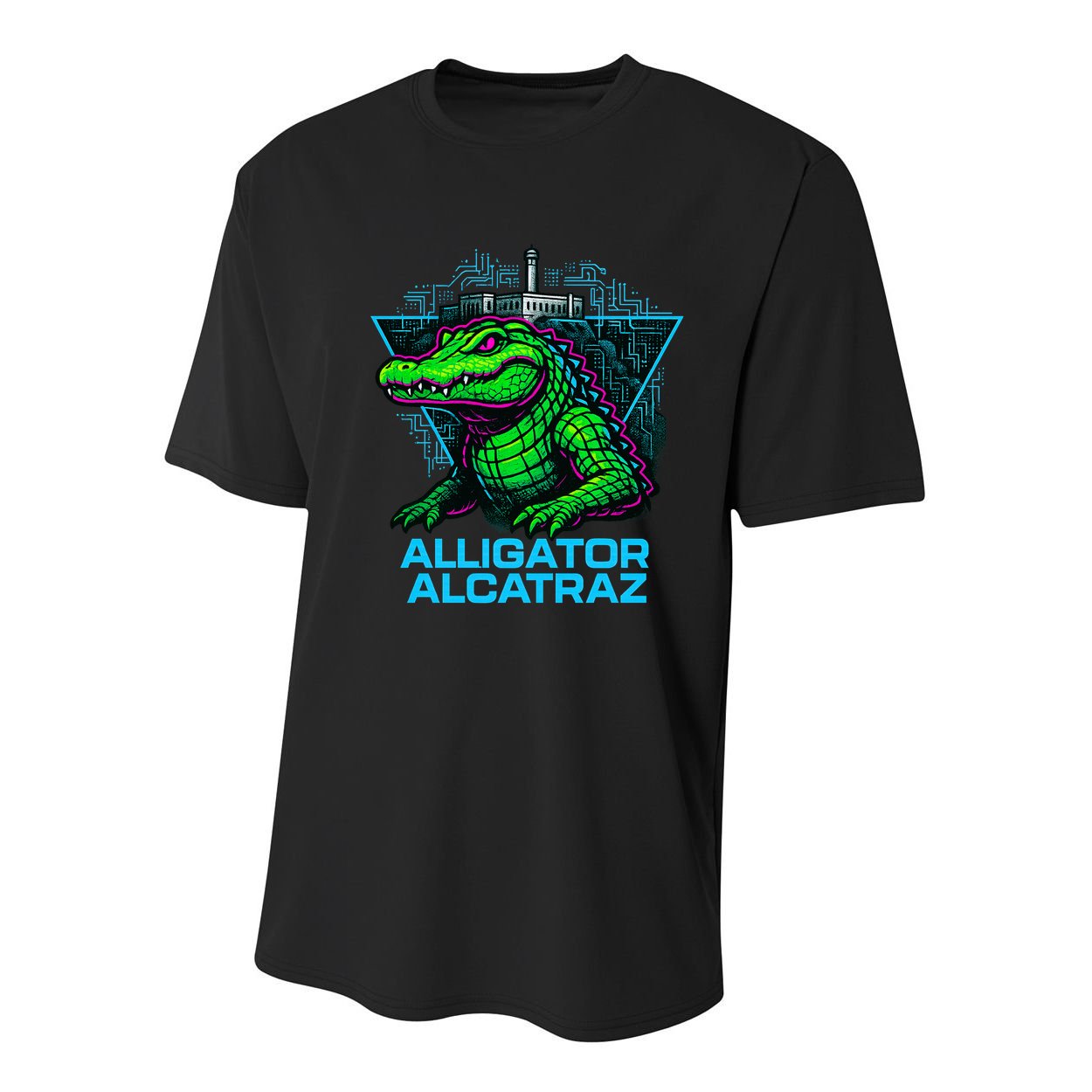 Alligator Alcatraz Neon Cityscape Youth Performance Sprint T-Shirt