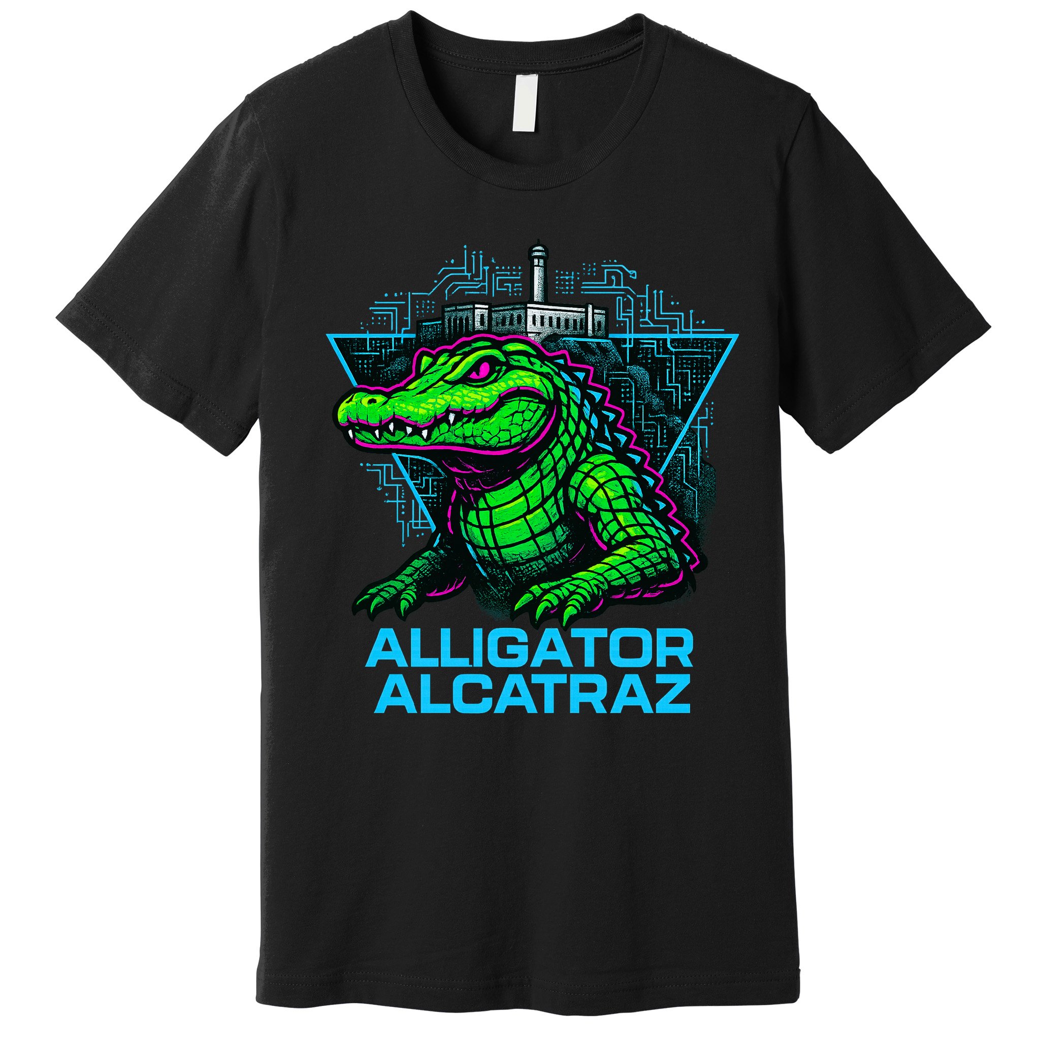 Alligator Alcatraz Neon Cityscape Premium T-Shirt