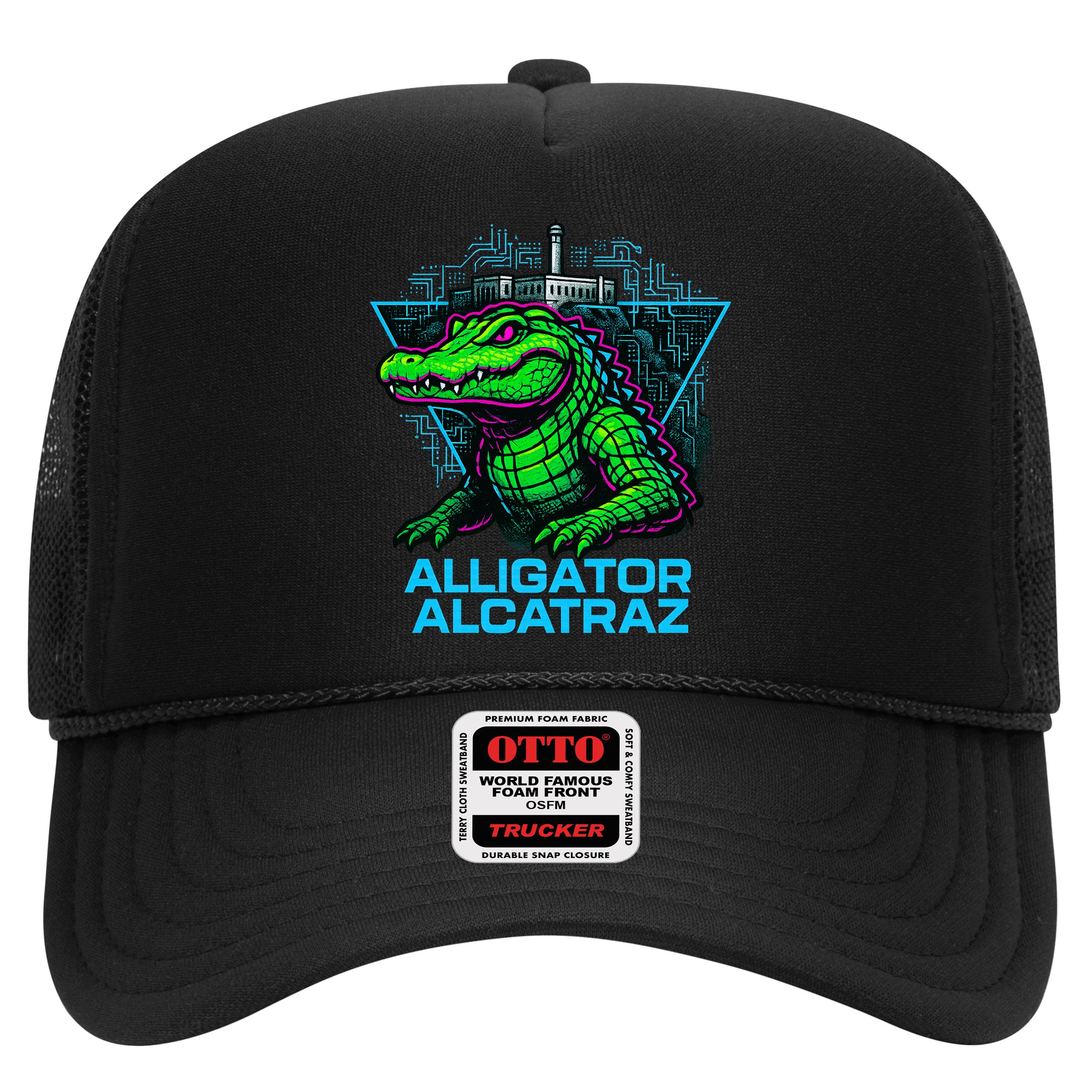 Alligator Alcatraz Neon Cityscape Hat