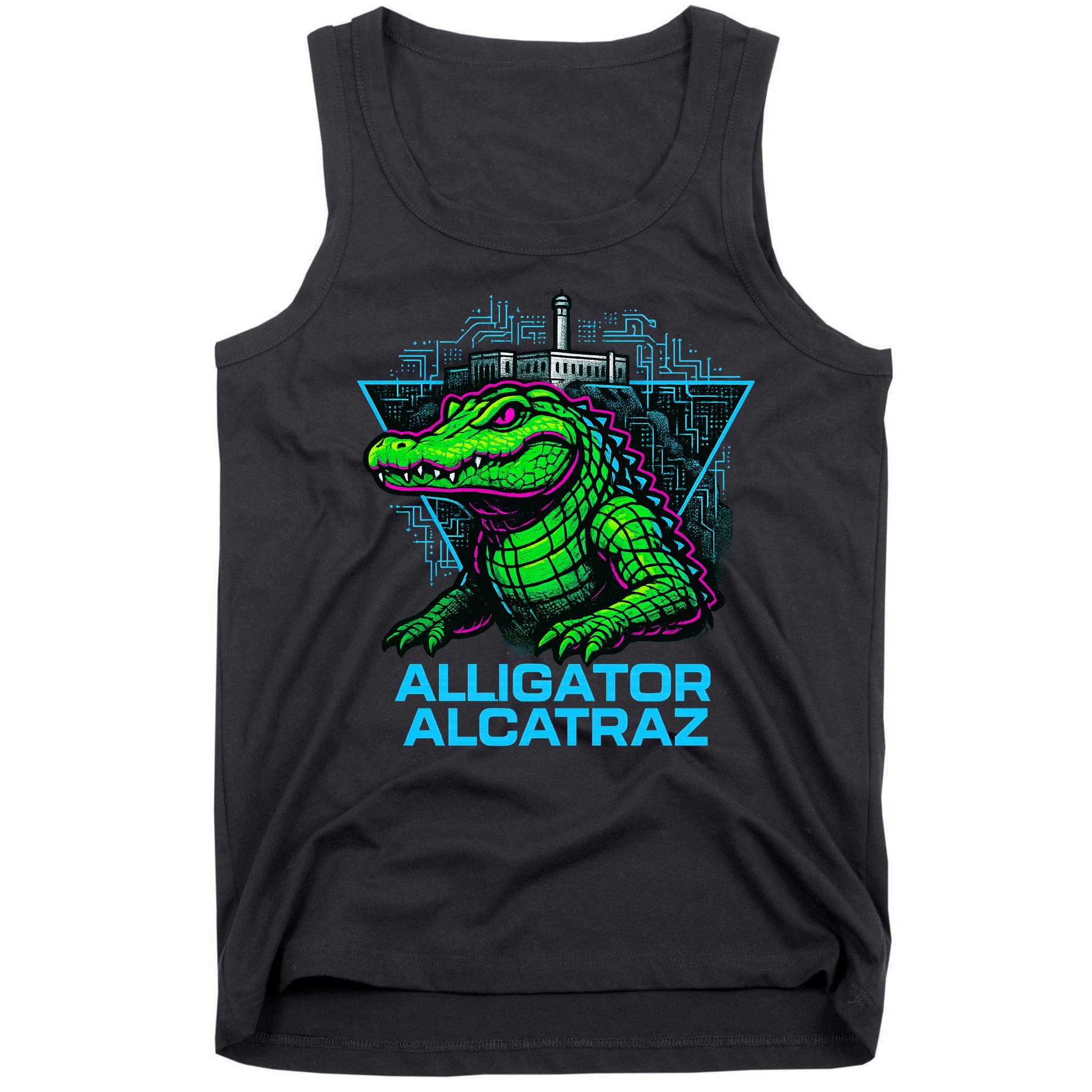 Alligator Alcatraz Neon Cityscape Tank Top