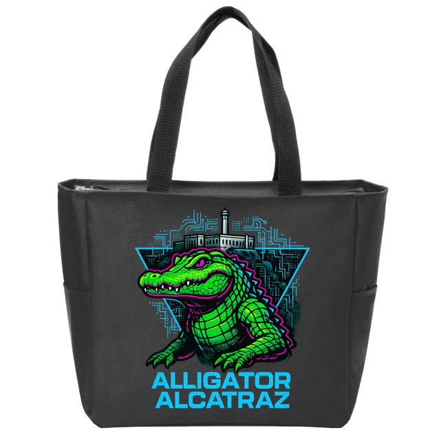 Alligator Alcatraz Neon Cityscape Zip Tote Bag