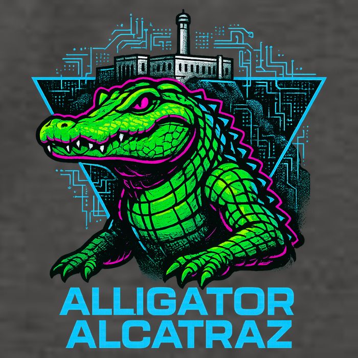 Alligator Alcatraz Neon Cityscape Vector Backpack