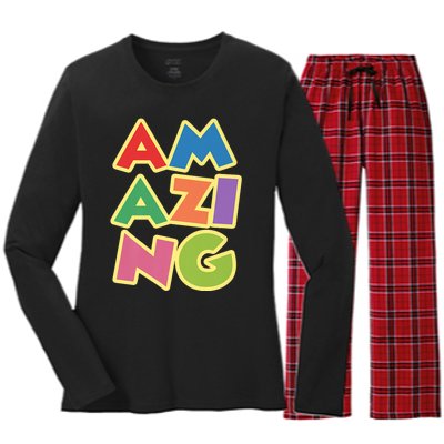 AM AZI NG Women's Long Sleeve Flannel Pajama Set 