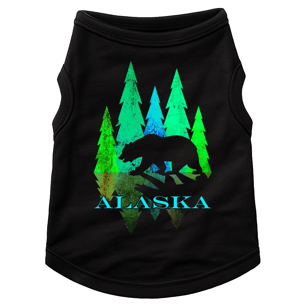 Alaska Alaskan Northern Light Trees With Bear Doggie Tank