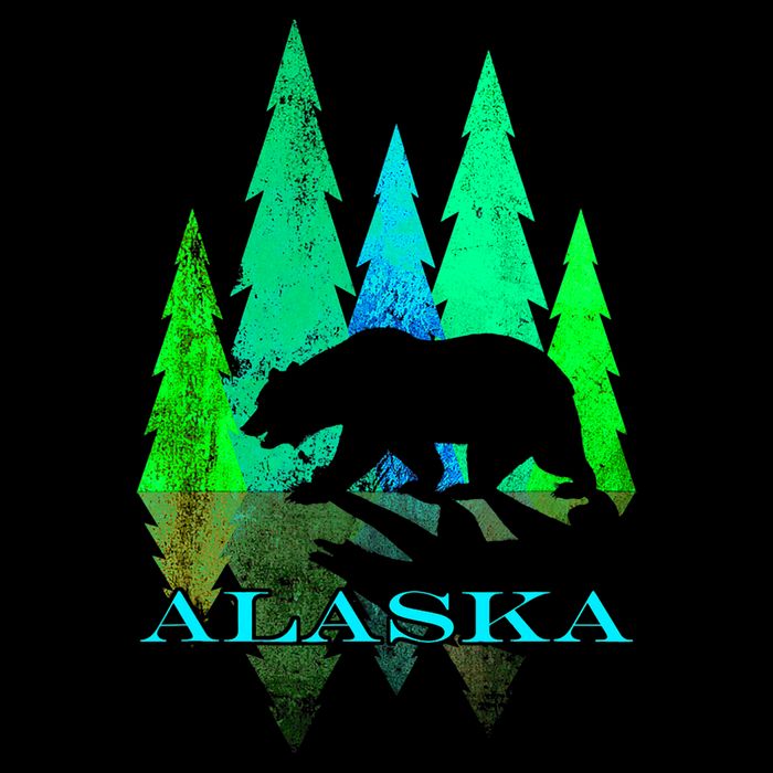 Alaska Alaskan Northern Light Trees With Bear City Backpack