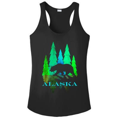 Alaska Alaskan Northern Light Trees With Bear Ladies PosiCharge Competitor Racerback Tank