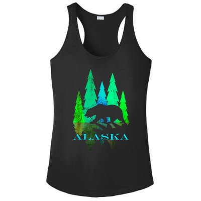 Alaska Alaskan Northern Light Trees With Bear Ladies PosiCharge Competitor Racerback Tank