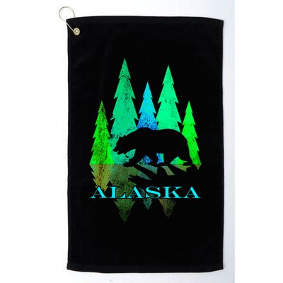 Alaska Alaskan Northern Light Trees With Bear Golf Towel