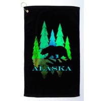 Alaska Alaskan Northern Light Trees With Bear Golf Towel