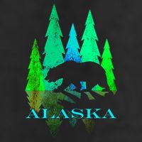 Alaska Alaskan Northern Light Trees With Bear Golf Towel