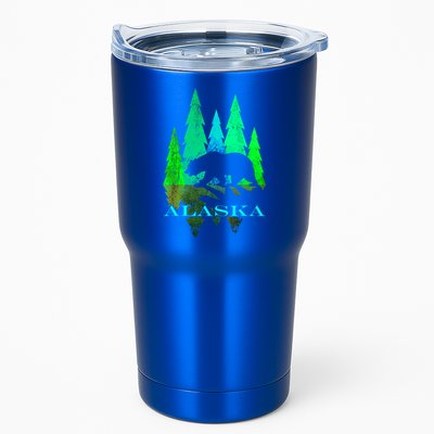 Alaska Alaskan Northern Light Trees With Bear Tumbler
