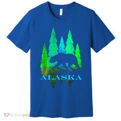 Alaska Alaskan Northern Light Trees With Bear Premium T-Shirt